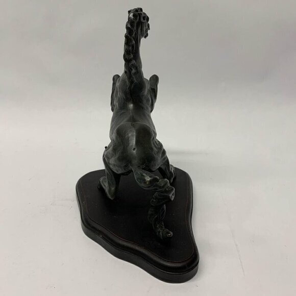 Metal Horse 3D Statue Figurine on Wood Base - Picture 4 of 8